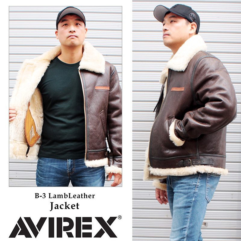 AVIREX B-3 ムートンジャケット メンズ ブラック/ブラウン XS/S/M/L